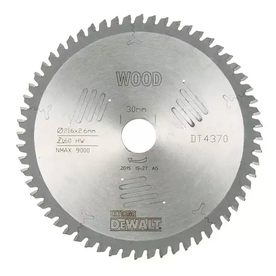 piła tarczowa do dokładnego cięcia drewna 216/30/2,6mm, 60 zębów, EXTREME DeWALT [DT4370-QZ]