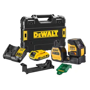 samopoziomujący laser krzyżowy z wiązką zieloną, 30m, DeWALT [DCE088D1G18-QW]