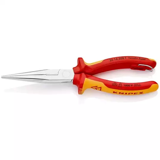 szczypce tnące półokrągłe 200mm w izolacji VDE do 1000V, Knipex [26 16 200 T] z zaczepem do asekuracji