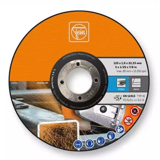 tarcza do cięcia metalu / stali nierdzewnej INOX, 125/22,23/1mm Fein [63709013010]
