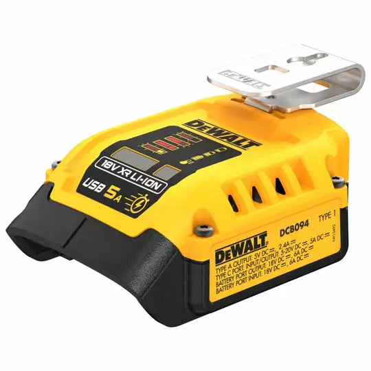 wielonapięciowy adapter USB do akumulatorów XR Li-Ion 10,8V 14,4V 18V DeWalt [DCB090-XJ] (1)