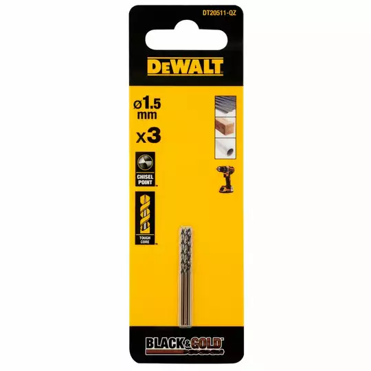 wiertło do metalu 1.5mm, serii Black&amp;Gold 3szt. firmy DeWALT [DT20511-QZ]
