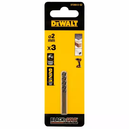 wiertło do metalu 2.0mm, serii Black&amp;Gold 3szt. firmy DeWALT [DT20512-QZ]