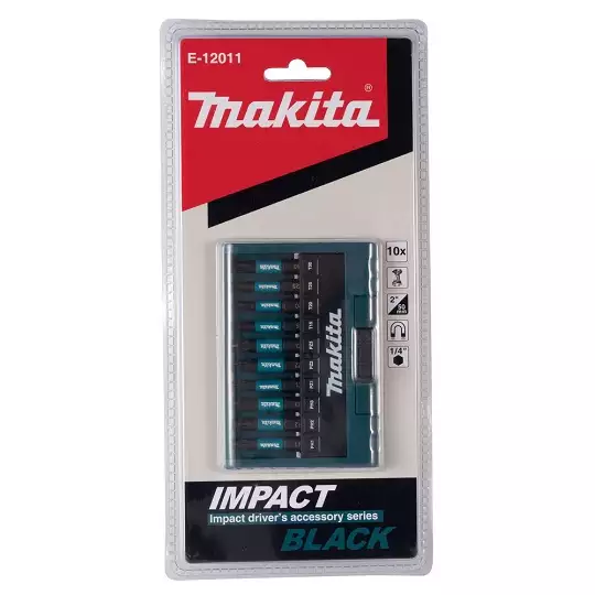 zestaw 10 szt. końcówek udarowych 1/4", 50mm, IMPACT BLACK MAKITA [E-12011]