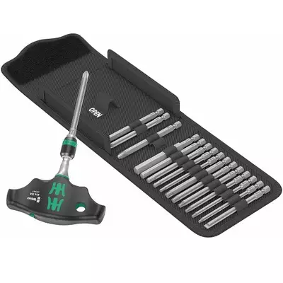 zestaw 16szt. końcówek 1/4" z rękojeścią typu T z funkcją grzechotki, Kraftform Kompakt 400 RA, Set 1 WERA [05023471001] 2go