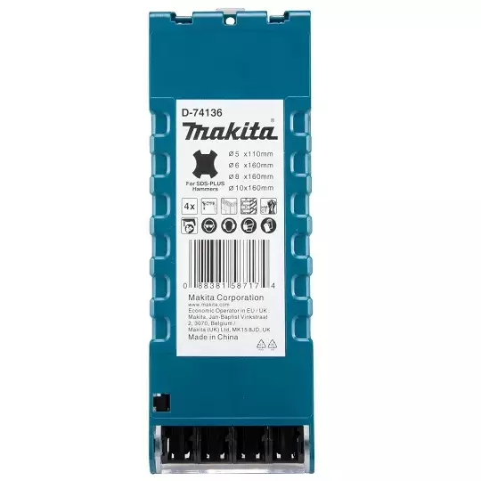 zestaw 4 szt. wierteł do betonu SDS+, MAKITA [D-74136]