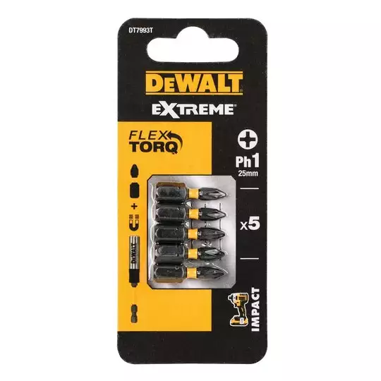 zestaw 5szt. końcówek udarowych Torison PH1/25mm DeWalt [DT7993T-QZ]