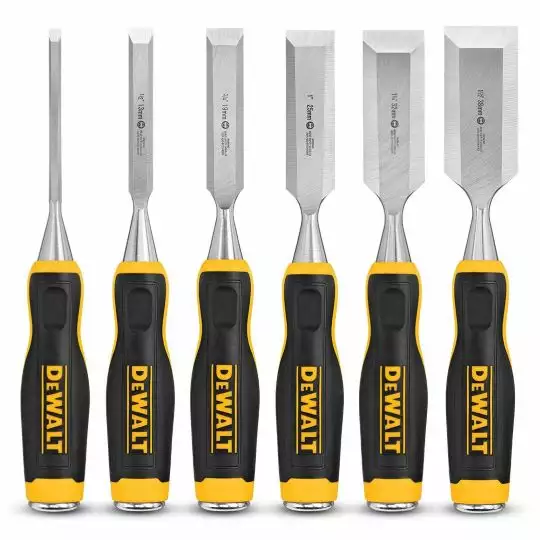 zestaw 6 dłut do drewna DeWalt [DWHT16852-9] rozmiary 6, 13, 19, 25, 32, 38 mm