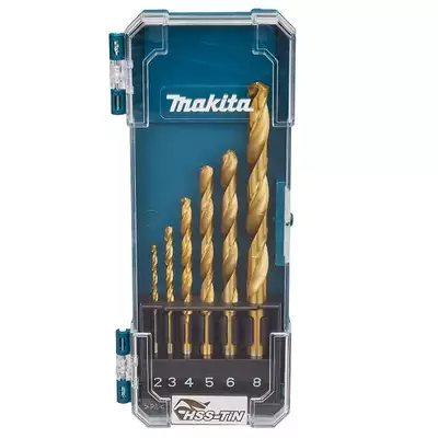 zestaw 6 szt. wierteł do metalu HSS-TiN, MAKITA [D-72833] w powłoce tytanowej