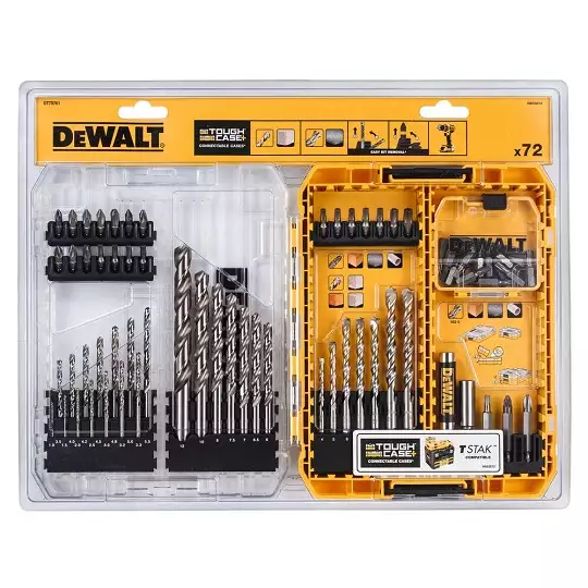 zestaw 72 szt. wierteł do betonu i metalu oraz końcówek PH, PZ, TX, DeWALT [DT70761-QZ] Medium Tough Case+