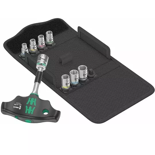 zestaw 8szt. kluczy nasadowych 1/4" z rękojeścią typu T z funkcją grzechotki, Kraftform Kompakt 400 RA, Set 2 WERA [05023470001] 2go