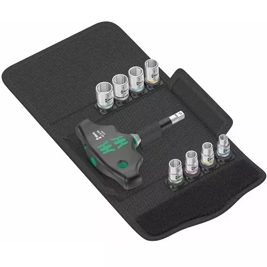 zestaw 8szt. kluczy nasadowych 1/4" z rękojeścią typu T z funkcją grzechotki, Kraftform Kompakt 400 RA, Set 2 WERA [05023470001] 2go