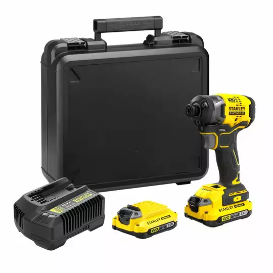3-biegowa akumulatorowa zakrętarka udarowa 1/4" 18V Li-Ion 2x2,0Ah Stanley FATMAX V20 [SFMCF820D2K-QW]