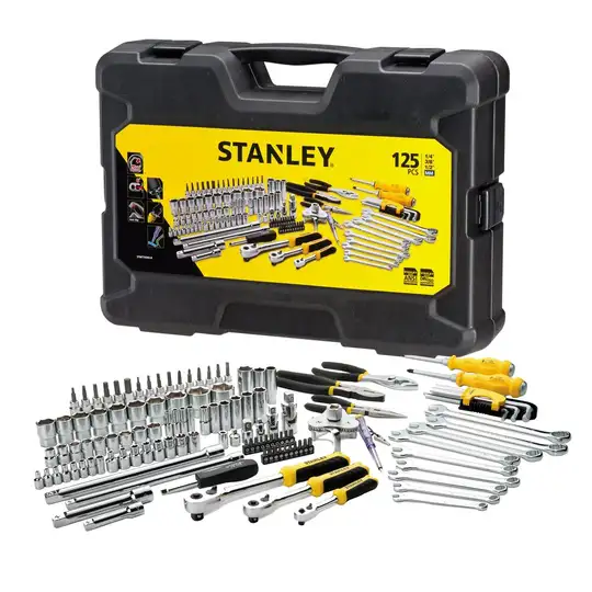 Zestaw 125 szt. narzędzi ręcznych dla mechanika, 1/4", 3/8" i 1/2" w walizce, Stanley [STMT74393-8]
