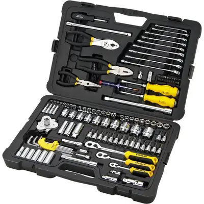 Zestaw 125 szt. narzędzi ręcznych dla mechanika, 1/4", 3/8" i 1/2" w walizce, Stanley [STMT74393-8]