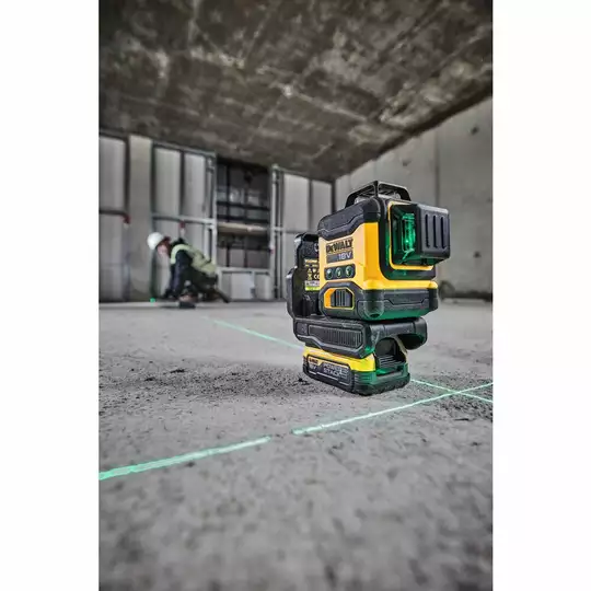 akumulatorowy, samopoziomujący laser 3-wiązkowy 360° z wiązką zieloną do 40m, 18V DeWALT [DCLE34031N-XJ] Li-Ion