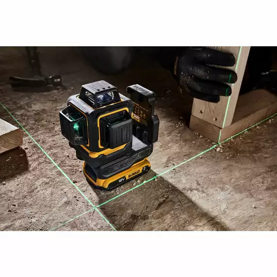 akumulatorowy, samopoziomujący laser 3-wiązkowy 360° z wiązką zieloną do 40m, 18V DeWALT [DCLE34031N-XJ] Li-Ion