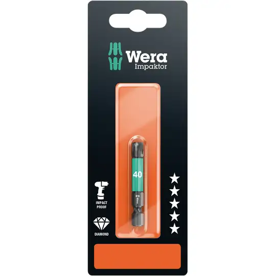 końcówka udarowa Impaktor 1/4" do śrub z gniazdem TORX, rozmiar TX40/50mm, Wera [05073967001]