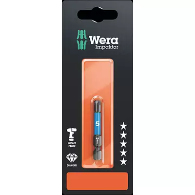końcówka udarowa imbusowa 1/4" do śrub z gniazdem sześciokątnym, rozmiar HEX 5/50mm, serii 840/4 IMP DC Impaktor, WERA [05073945001]