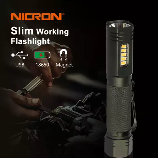 latarka z mocnym światłem białym 1000 lm i mocnym magnesem, NICRON [49NWL81]