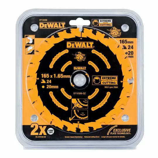 piła tarczowa EXTREME do cięcia drewna 165x20x1,65mm, 24 zęby DeWALT [DT10300-QZ]