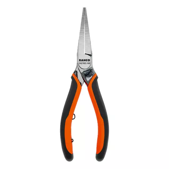 szczypce chromowane, płaskie długie 140mm bez ucinaka, rękojeść wielokomponentowa, Bahco [2421GC-140]