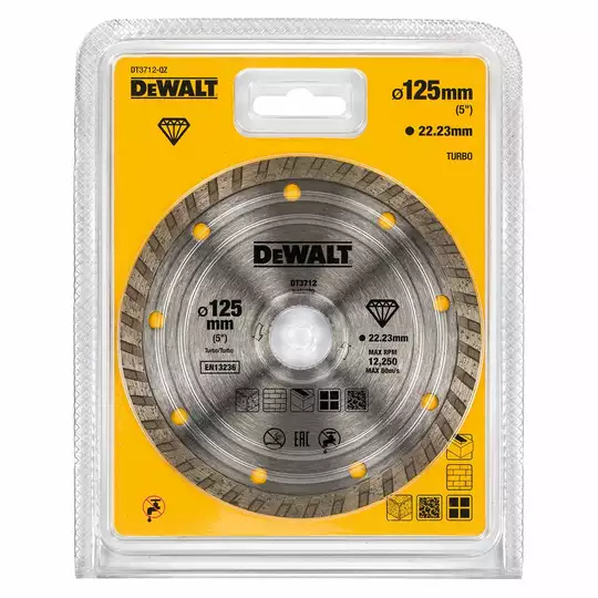 tarcza diamentowa TURBO do betonu, cegły, klinkieru 125/22,23/7,5mm DeWalt [DT3712-QZ]