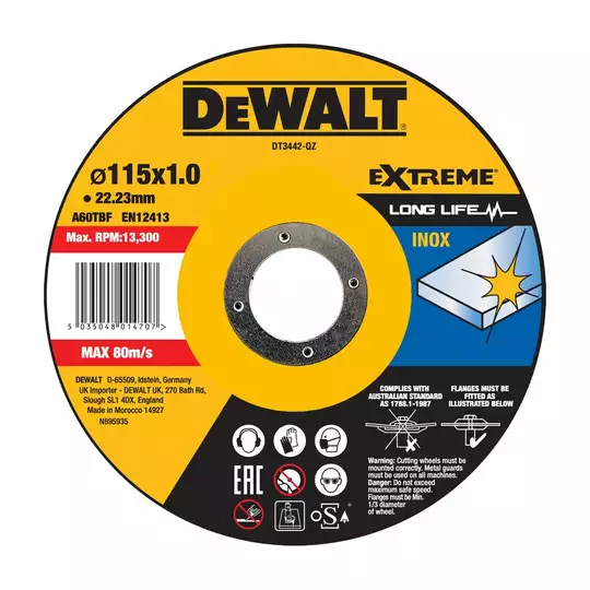 tarcza do cięcia stali nierdzewnej Inox 115mm o grubości 1,0mm Long Life DeWALT [DT3442-QZ]