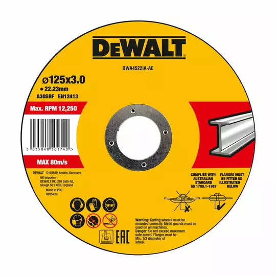 tarcza do szlifowania metalu 125X22.23X3 mm HIGH PERFORMANCE DeWALT [DWA4522IA-AE]