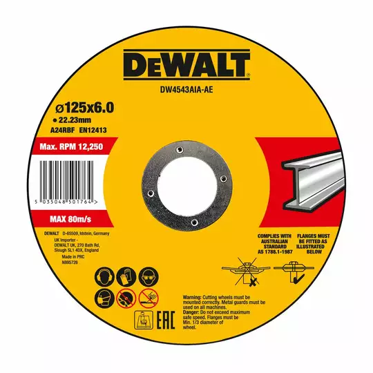 tarcza do szlifowania metalu 125X22.23X6 mm HIGH PERFORMANCE DeWALT [DW4543AIA-AE]