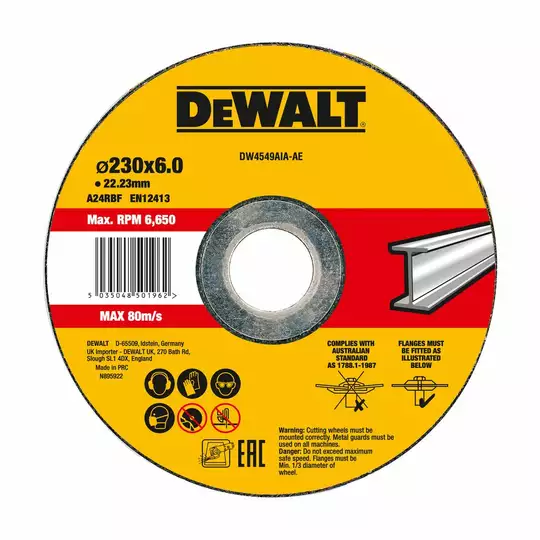 tarcza do szlifowania metalu 230X22.23X6 mm HIGH PERFORMANCE DeWALT [DW4549AIA-AE]
