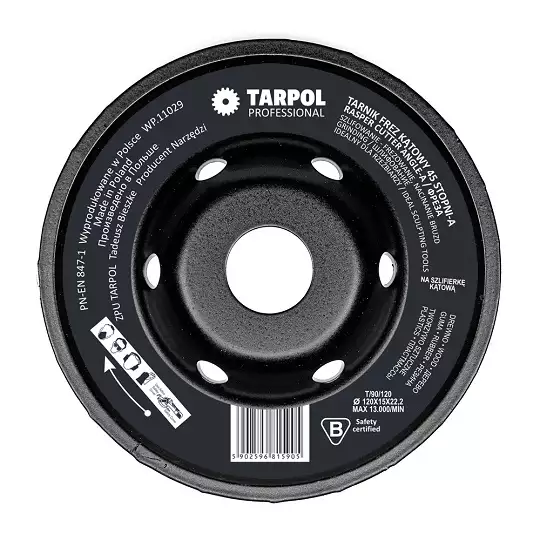 tarnik frez kątowy 45 stopni - A, do szlifierek kątowych, 120 x 22,2 x 15 mm, TARPOL [T-90]