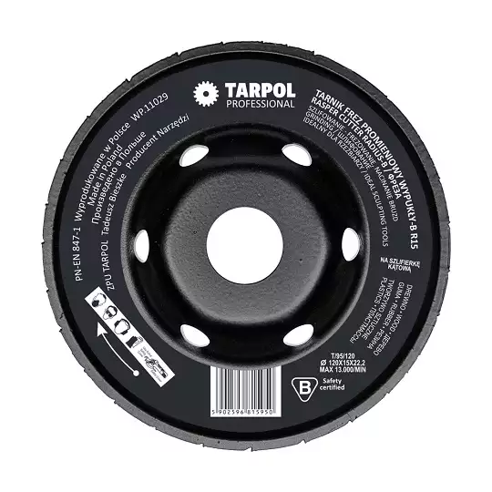 tarnik promieniowy wypukły R15 - B, do szlifierek kątowych, 120 x 22,2 x 15 mm, TARPOL [T-95]