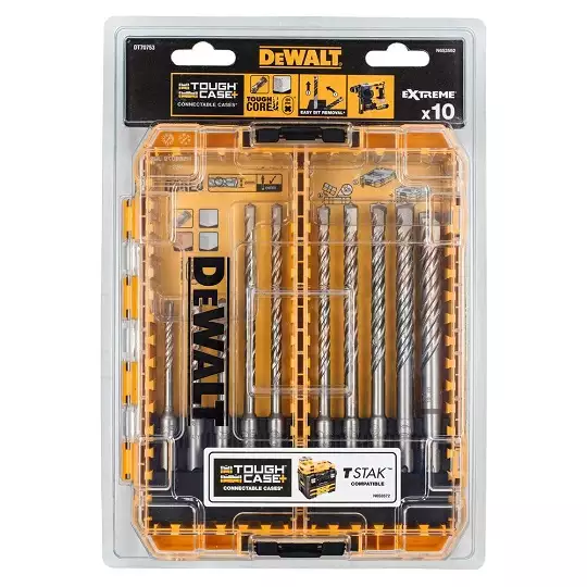 zestaw 10 szt. wierteł widiowych do betonu SDS+, EXTREME DeWALT [DT70753-QZ] Medium Tough Case+