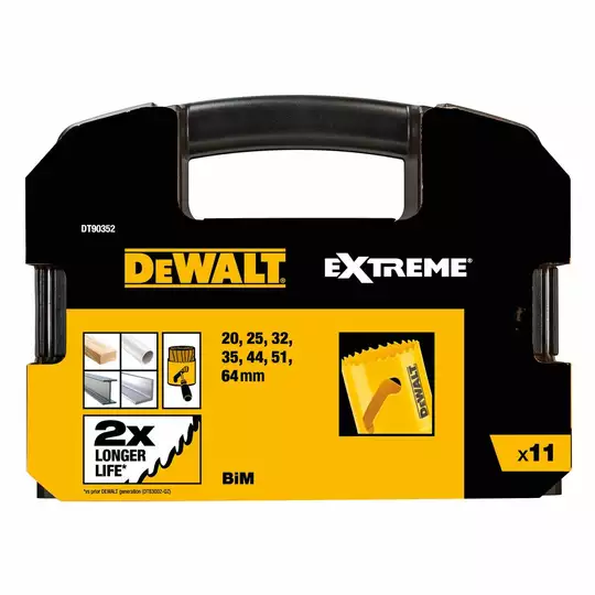 zestaw 11szt. bimetalicznych pił otworowych EXTREME DeWalt [DT90352-QZ] do drewna i metalu