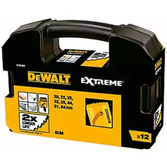zestaw 12szt. bimetalicznych pił otworowych EXTREME DeWalt [DT90360-QZ] do drewna i metalu