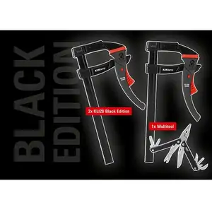 zestaw: 2 x ścisk ślusarski dźwigniowy szybkomocujący stalowy KLI20, 200x80mm KliKlamp + Multitool, Bessey [KLI-SET-A] Black Edition