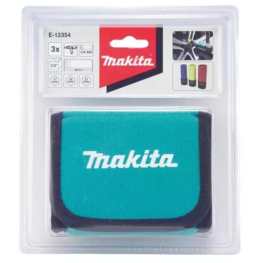 zestaw 3szt. nasadek udarowych sześciokątnych do kół, 1/2", 17, 19, 21mm, Makita [E-12354] w etui