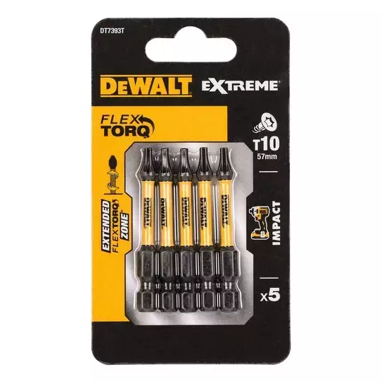 zestaw 5szt. końcówek udarowych TX10/57mm, EXTREME Impact Torsion, DeWALT [DT7393T-QZ]