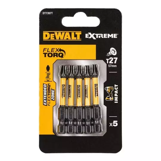 zestaw 5szt. końcówek udarowych TX27/57mm, EXTREME Impact Torsion, DeWALT [DT7397T-QZ]