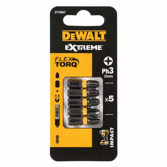 zestaw 5szt. końcówek udarowych Torison PH3/25mm DeWalt [DT7995T-QZ]
