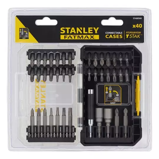 zestaw końcówek i nasadek 1/4" z 2 uchwytami magnetycznymi, 40 szt. FATMAX Stanley [STA88560]