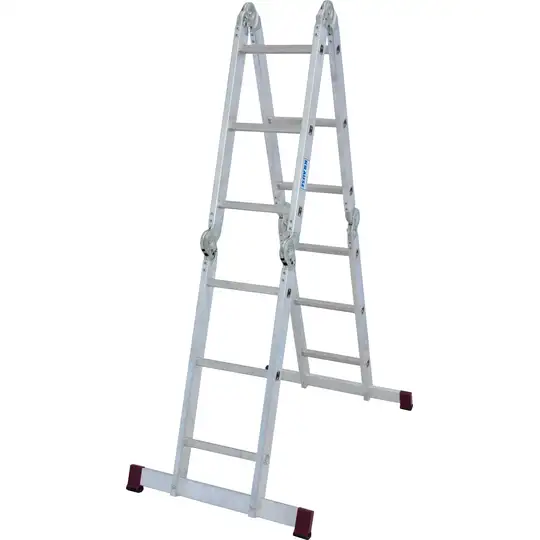 Czteroelementowa aluminiowa drabina przegubowa + 2 podesty CORDA KRAUSE [085214] 4x3 stopnie