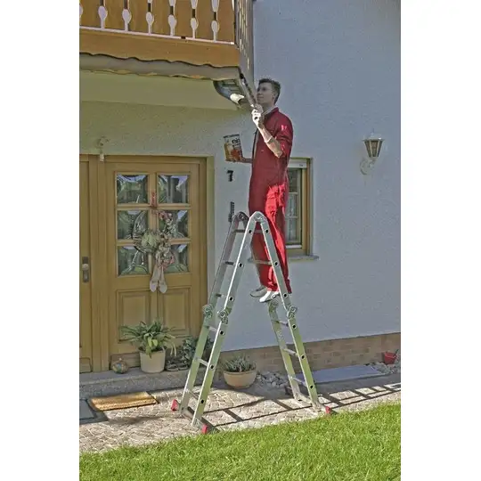 Czteroelementowa aluminiowa drabina przegubowa + 2 podesty CORDA KRAUSE [085214] 4x3 stopnie