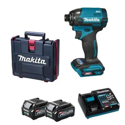 akumulatorowa zakrętarka udarowa 1/4", 40V max XGT, Makita [TD002GD202] 2x2,5Ah, Li-Ion