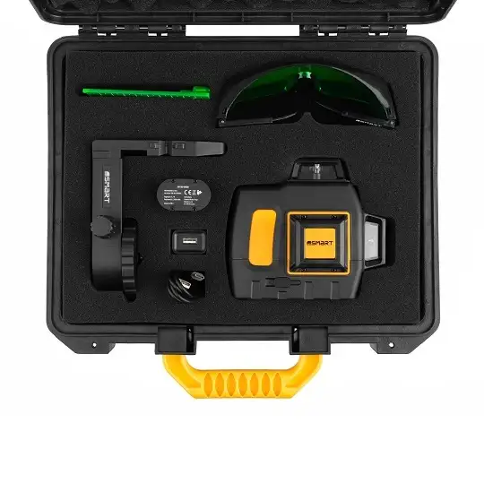 akumulatorowy samopoziomujący laser 3-wiązkowy 360° 3D, z wiązką zieloną do 40m, SMART [SM-06-03040G] 3,6Ah/3,7V, Li-Ion