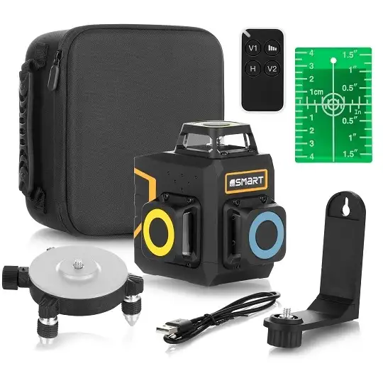 akumulatorowy samopoziomujący laser 3-wiązkowy 360° z wiązką zieloną do 30m, SMART [SM-06-03030GM] 4,0Ah/3,7V, Li-Ion
