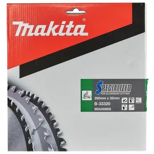piła tarczowa do aluminium, PVC, laminatów, 260/30mm, 80 zębów, SPECIALIZED Makita [B-33320]