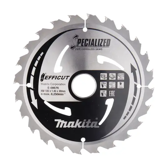 piła tarczowa do cięcia drewna 185/30/1,45mm, 24 zęby, SPECIALIZED EFFICUT T.C.T., Makita [E-08676]