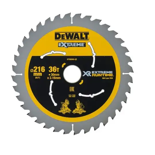 piła tarczowa do cięcia drewna 216/30/2,16mm, 36 zębów, XR EXTREME RUNTIME DEWALT [DT99569-QZ]